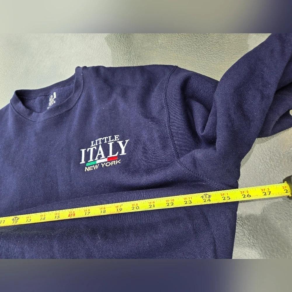 Fruit Of The Loom Sz XL Little Italy Navy Blue Men's Sweater Shirt Cotton Poly
